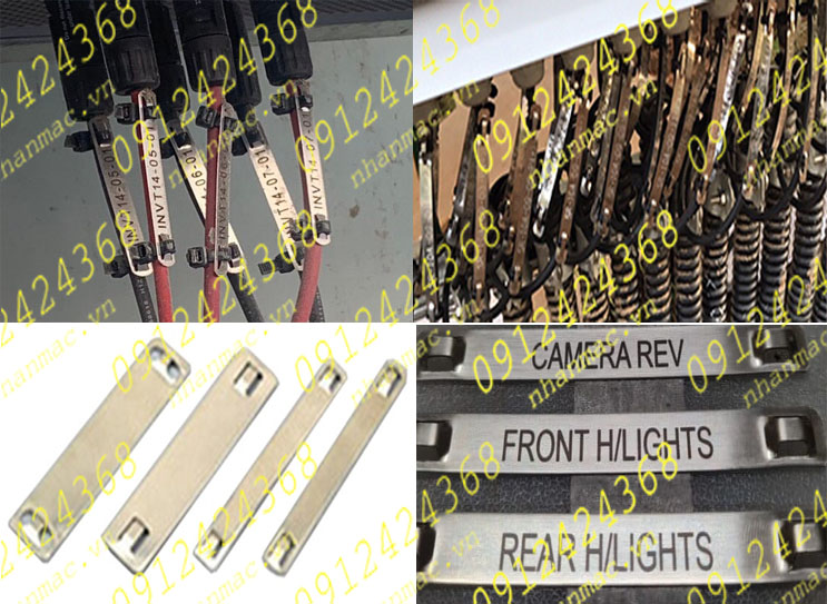 AIM20-1- Tem inox SUS 304 ăn mòn làm nhãn mác tag name plate thông số máy móc thiết bị đánh dấu đầu cáp TĐ