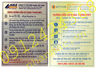 B7-Biển bảng chỉ dẫn- hướng dẫn sử dụng thang máy in trên nhôm