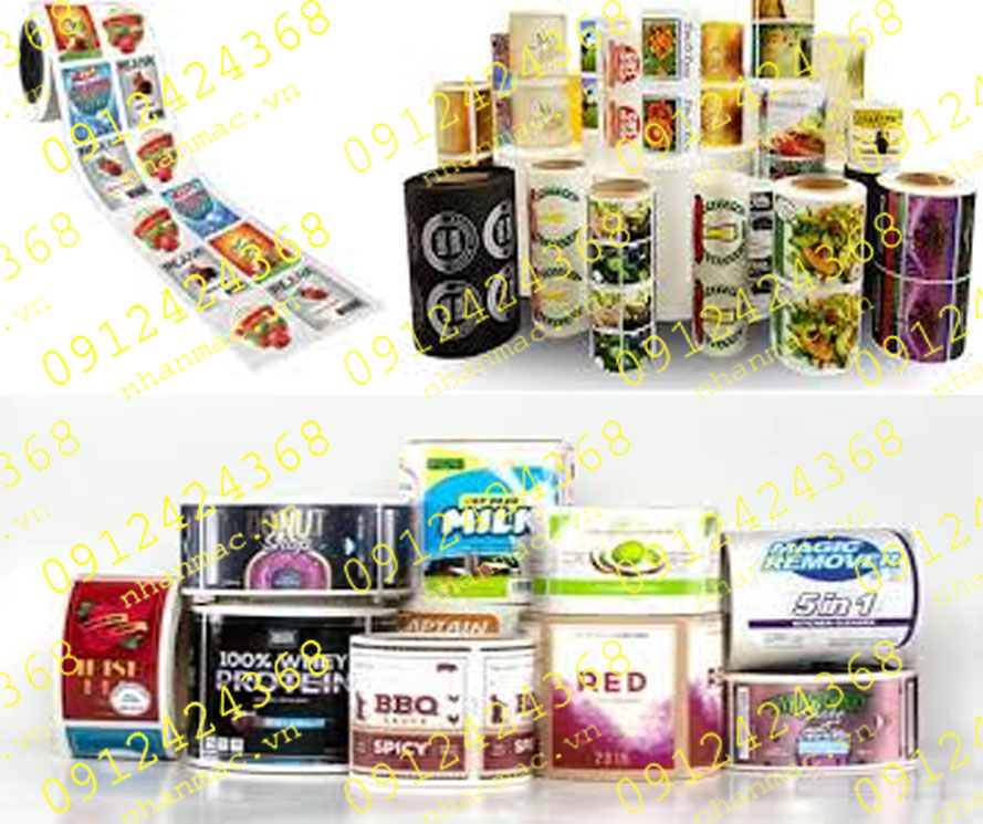 LNC30- Labels tem nhãn mác in cuộn màng nylon decal giấy nhựa vải  in ấn trên các MMCN