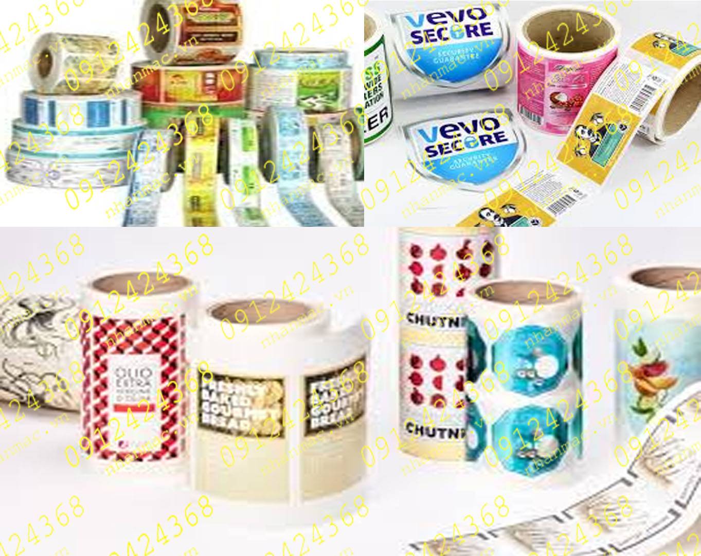 LNC35- Labels tem nhãn mác in cuộn màng nylon decal giấy nhựa vải Thiên lương KK VPCT