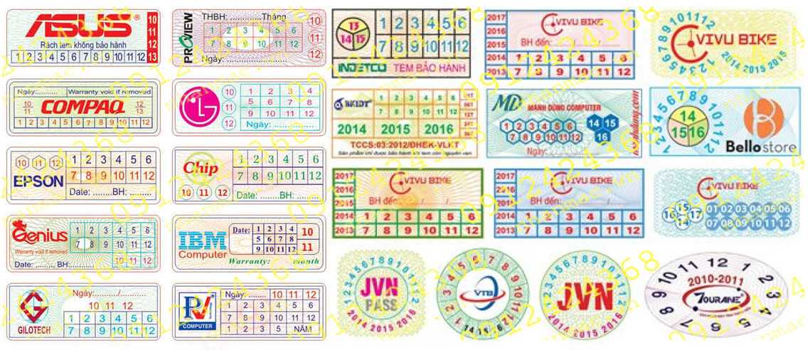 LTN10- Tem Decal vỡ làm nhãn mác niêm phong bảo hành sản phẩm được dán tại các vị trí niêm phong một cách có chủ ý-CP