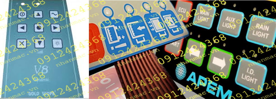 ND10- Tem nhãn mác Decal nhựa nút nhấn nổi làm miếng dán bàn phím bảng điều khiển ứng dụng làm phím bấm Máy chế biến gỗ