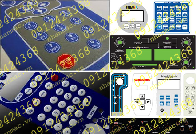 ND21- Tem nhãn mác Decal nhựa nút nhấn nổi làm miếng dán bàn phím bảng điều khiển bao kín toàn bộ mặt trước bộ điều khiển