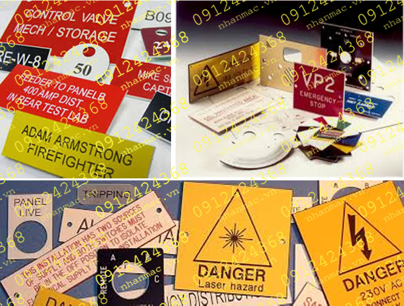 NMC2- Tem nhựa mica làm nhãn mác tag name plate bảng điều khiển tủ điện  mô tả chức năng cho tủ bảng điện