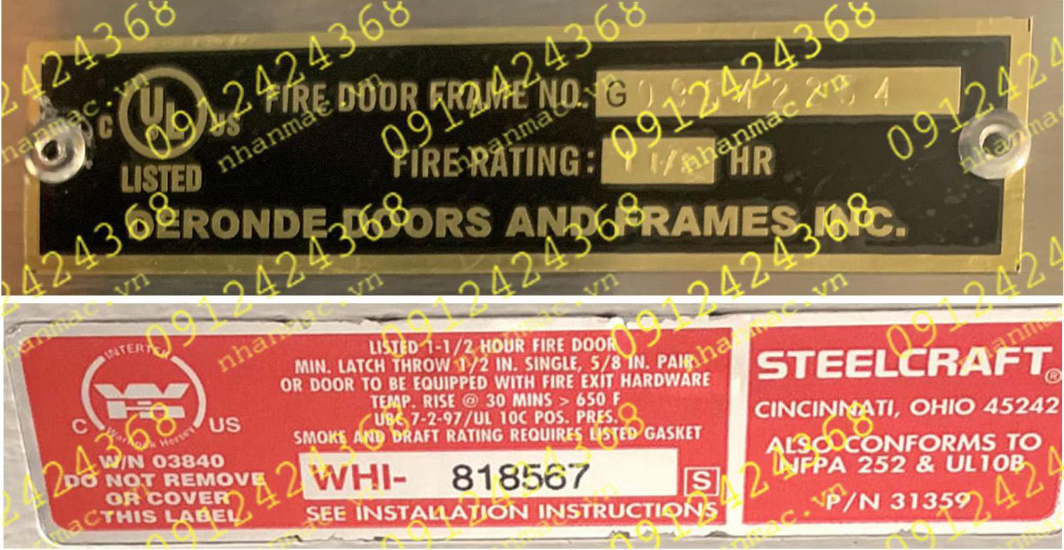 TCTH16- Tem nhãn mác cửa cuốn cửa kính- thủy lực- nhôm hệ bằng chất liệu inox độ bền vĩnh cửu