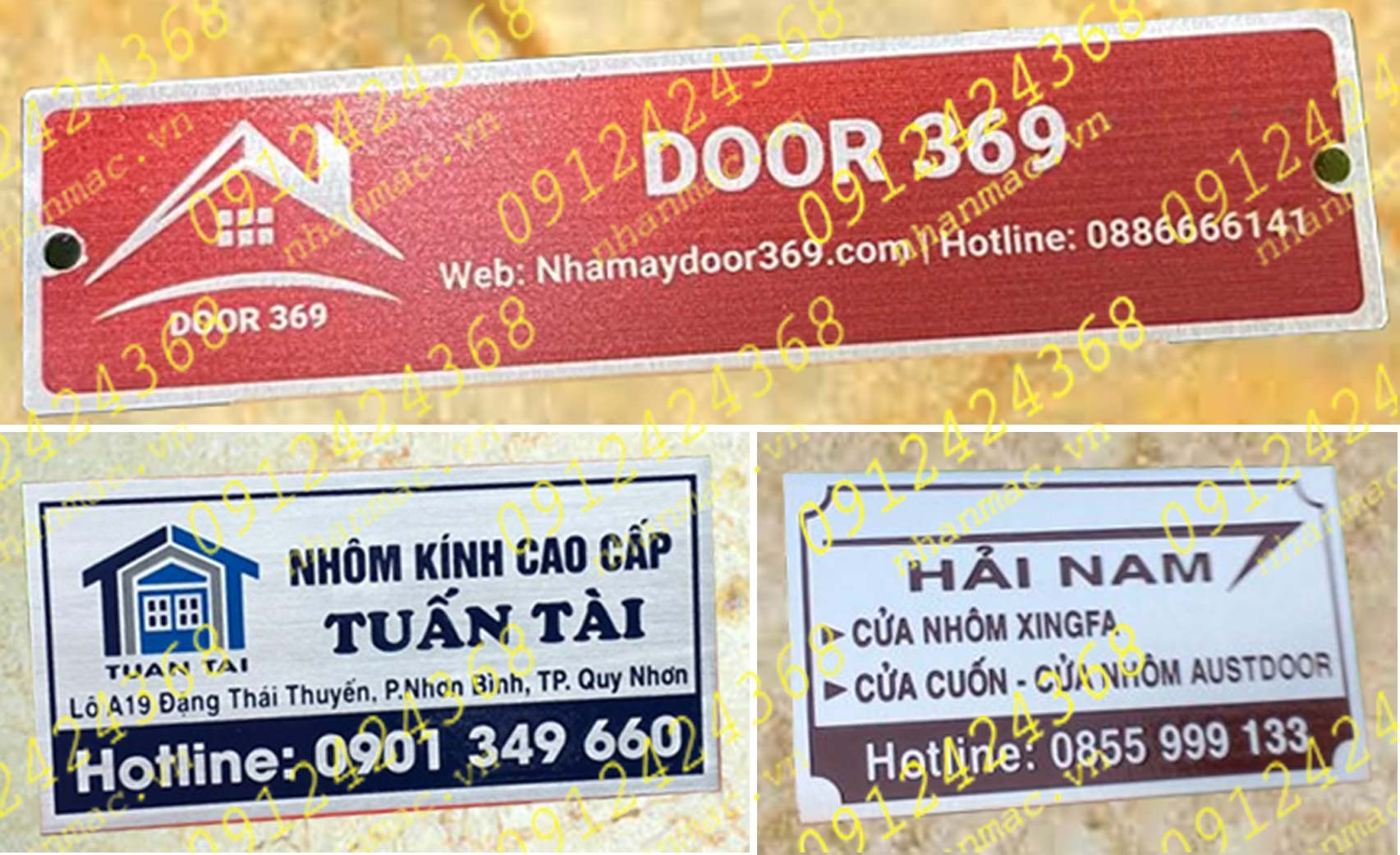 TCTH27- Tem nhãn mác cửa cuốn cửa kính- thủy lực- nhôm hệ cần có tên thương hiệu- logo- địa chỉ