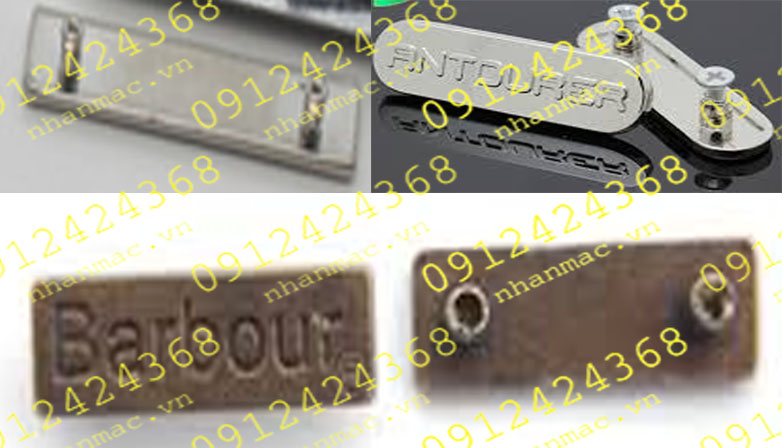 TDN20- Tem kim loại đúc nổi làm logo nhãn mác thời trang đồ da vali túi xách được gia công chân tán đúc liền trên tem