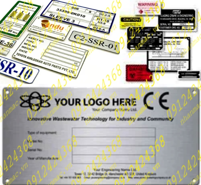 TLNM11- Tem kim loại làm logo nhãn mác máy móc động cơ được SD trong các loại MMTP