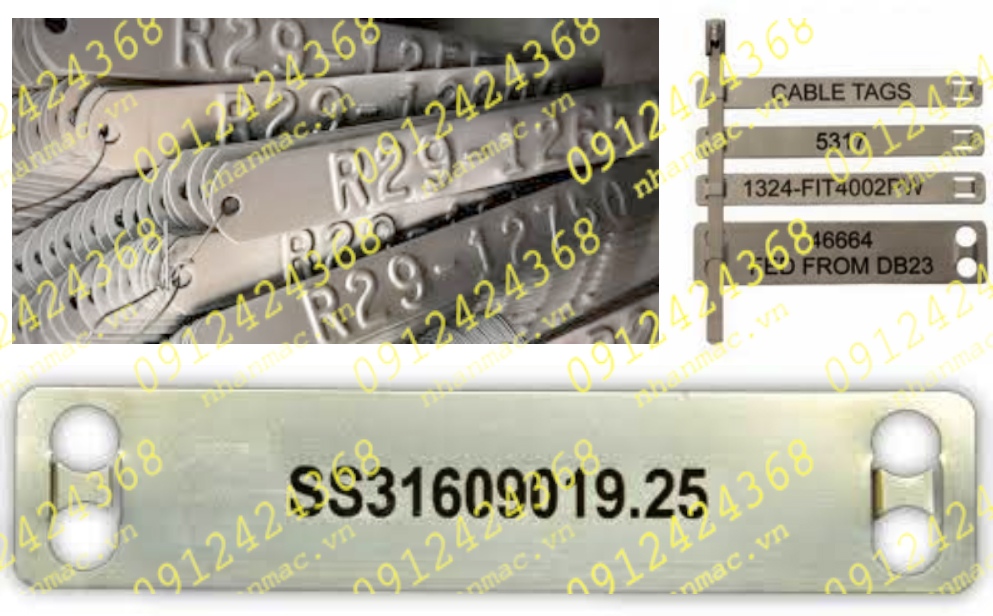 TLNM20- Tem kim loại làm logo nhãn mác máy móc động cơ lựa chọn loại PH với môi trường