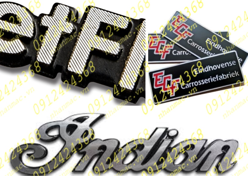 TLNM27- Tem kim loại làm logo nhãn mác máy móc động cơ làm từ nhôm và ĐX bề mặt