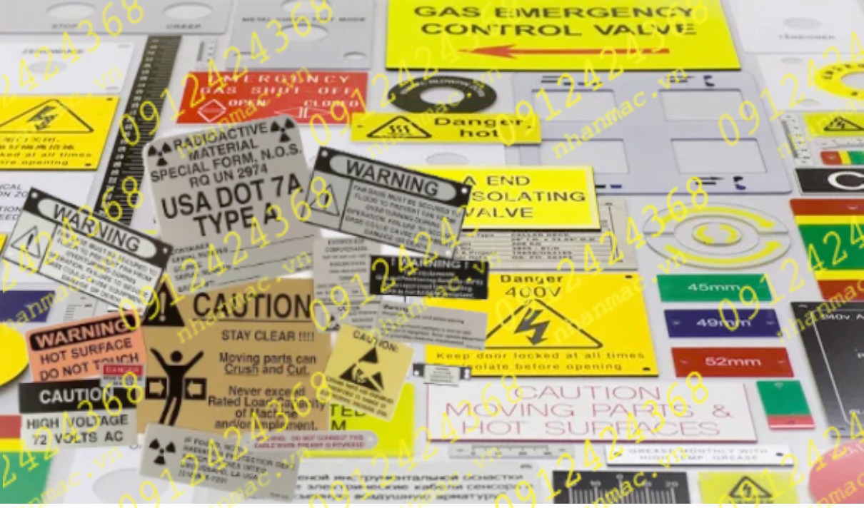 TLNM7- Tem kim loại làm logo nhãn mác máy móc động cơ làm từ các chất liệu kim loại