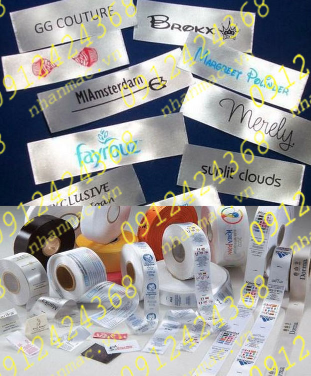 TVT8- Tem vải in thêu dệt nhãn mác Logo quần áo thời trang may mặc làm từ chất liệu Satin vốn là loại vải rất tốt