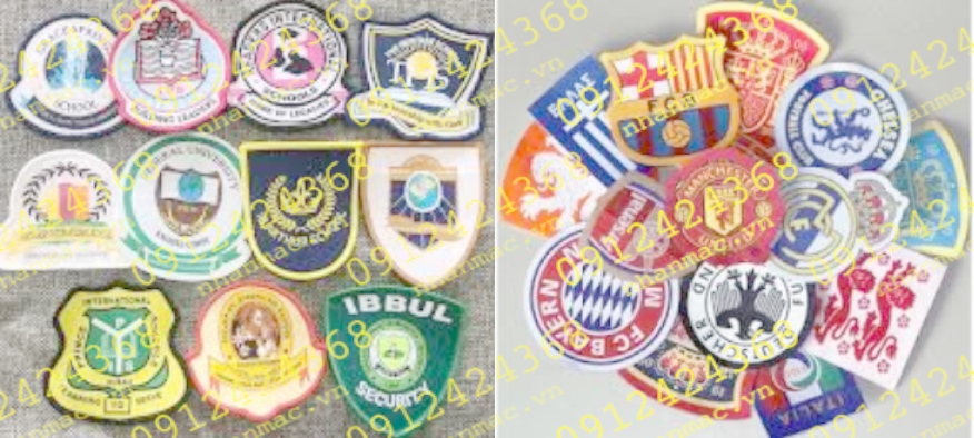 NSLV12  Nhãn Cotton Satin lụa vải in thêu dệt phù hiệu tem mác đồng phục áo quần được dùng làm Logo