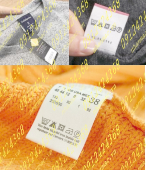 NSLV15  Nhãn Cotton Satin lụa vải in thêu dệt phù hiệu tem mác đồng phục áo quần dùng cho các loại đồ len