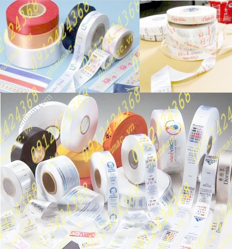 NSLV17  Nhãn Cotton Satin lụa vải in thêu dệt phù hiệu tem mác đồng phục áo quần được in ấn chế tác