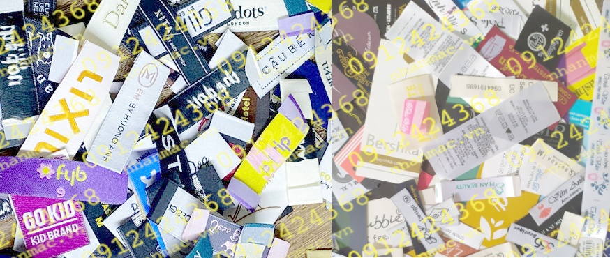 NSLV19  Nhãn Cotton Satin lụa vải in thêu dệt phù hiệu tem mác đồng phục áo quần được in ấn tinh xảo