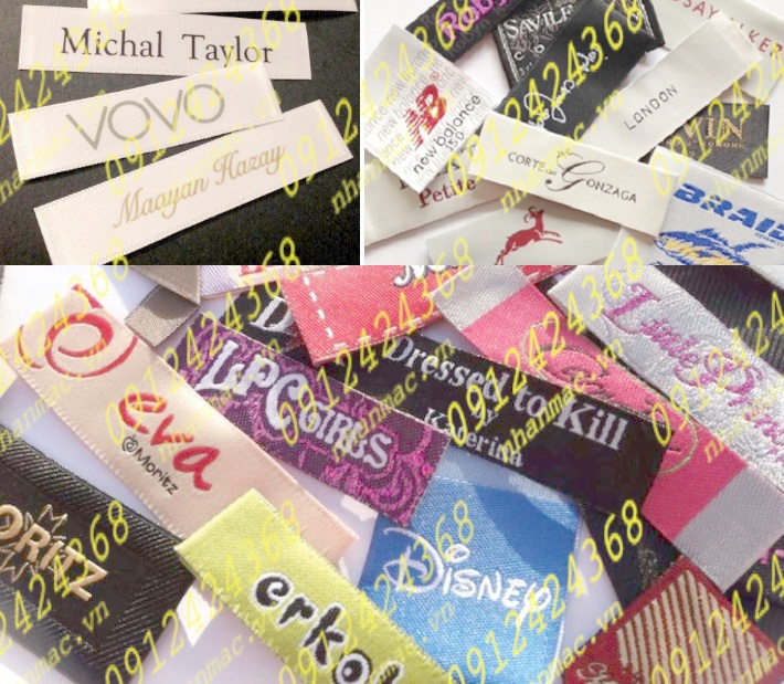 NSLV1 Nhãn Cotton Satin lụa vải in thêu dệt phù hiệu tem mác đồng phục áo quần được SD trong NMM