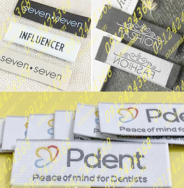 NSLV21  Nhãn Cotton Satin lụa vải in thêu dệt phù hiệu tem mác đồng phục áo quần được sản xuất  trên DCTD