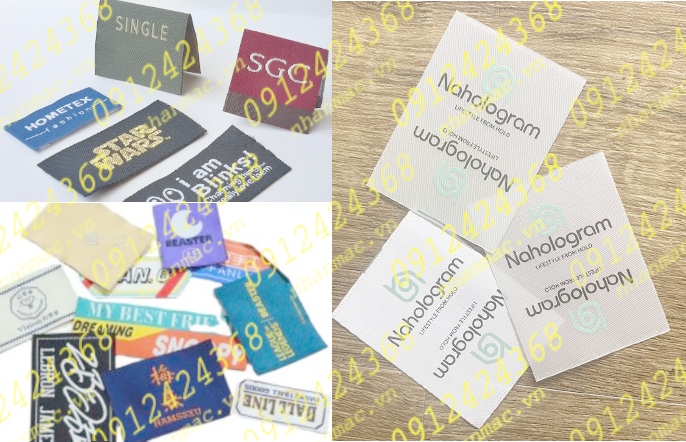 NSLV24  Nhãn Cotton Satin lụa vải in thêu dệt phù hiệu tem mác đồng phục áo quần được CT Thiên Lương HT