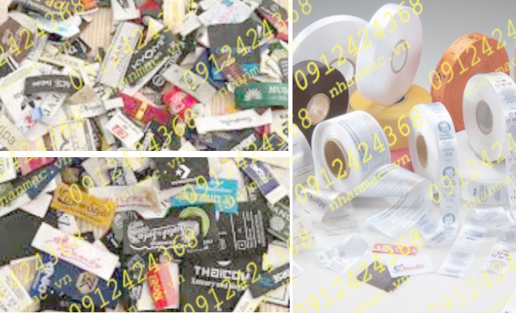 NSLV29  Nhãn Cotton Satin lụa vải in thêu dệt phù hiệu tem mác đồng phục áo quần được TL SX có GTCT