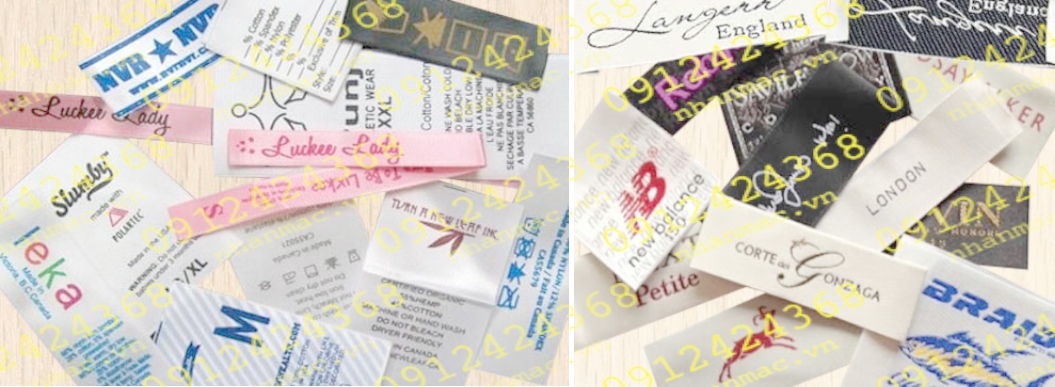 NSLV33 Nhãn Cotton Satin lụa vải in thêu dệt phù hiệu tem mác đồng phục áo quần Đặt mua tại TL