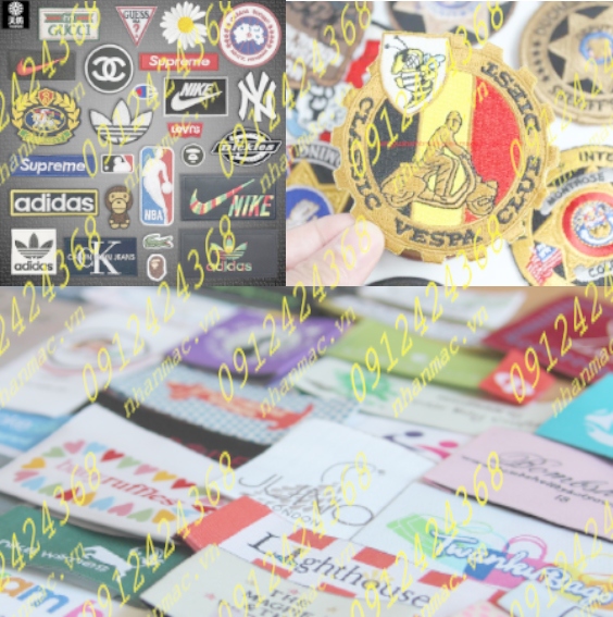 NSLV3  Nhãn Cotton Satin lụa vải in thêu dệt phù hiệu tem mác đồng phục áo quần có VT rất quan trọng