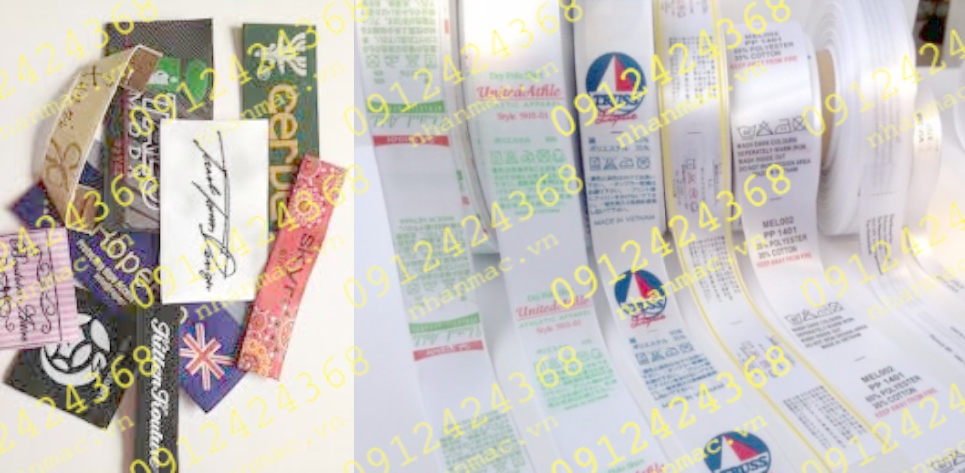 NSLV4  Nhãn Cotton Satin lụa vải in thêu dệt phù hiệu tem mác đồng phục áo quần là PP chính thống