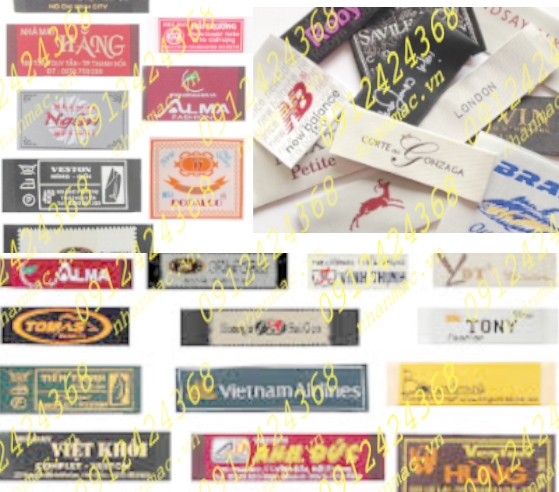 NSLV5  Nhãn Cotton Satin lụa vải in thêu dệt phù hiệu tem mác đồng phục áo quần là yếu tố quan trọng