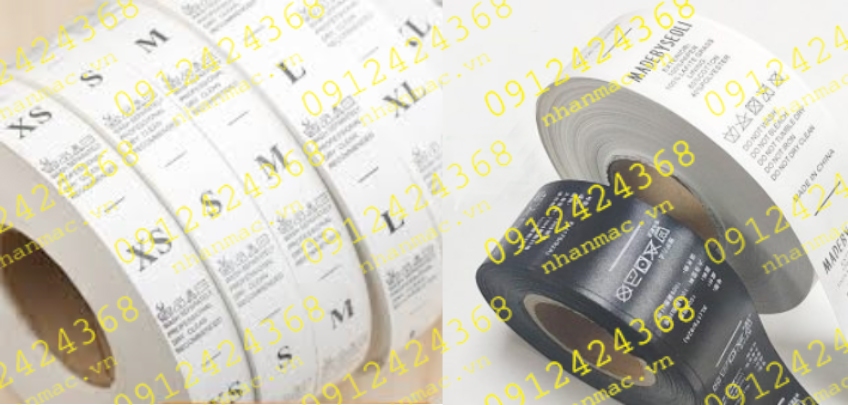 NSLV7 Nhãn Cotton Satin lụa vải in thêu dệt phù hiệu tem mác đồng phục áo quần làm từ chất liệu Nylon