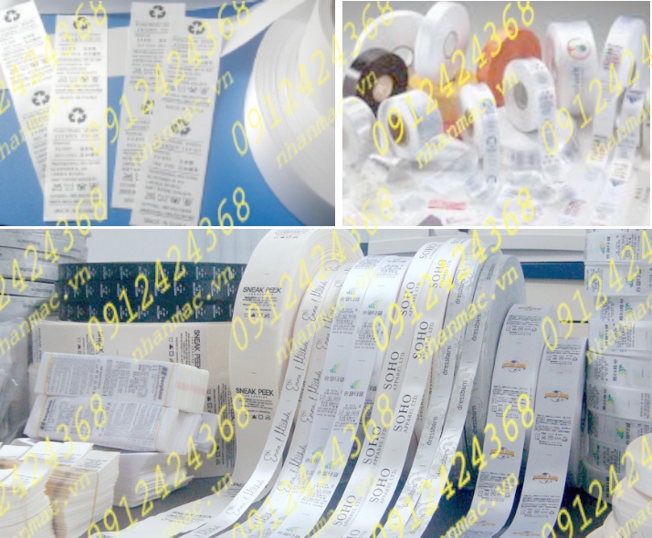 NSLV8  Nhãn Cotton Satin lụa vải in thêu dệt phù hiệu tem mác đồng phục áo quần làm từ chất liệu Satin